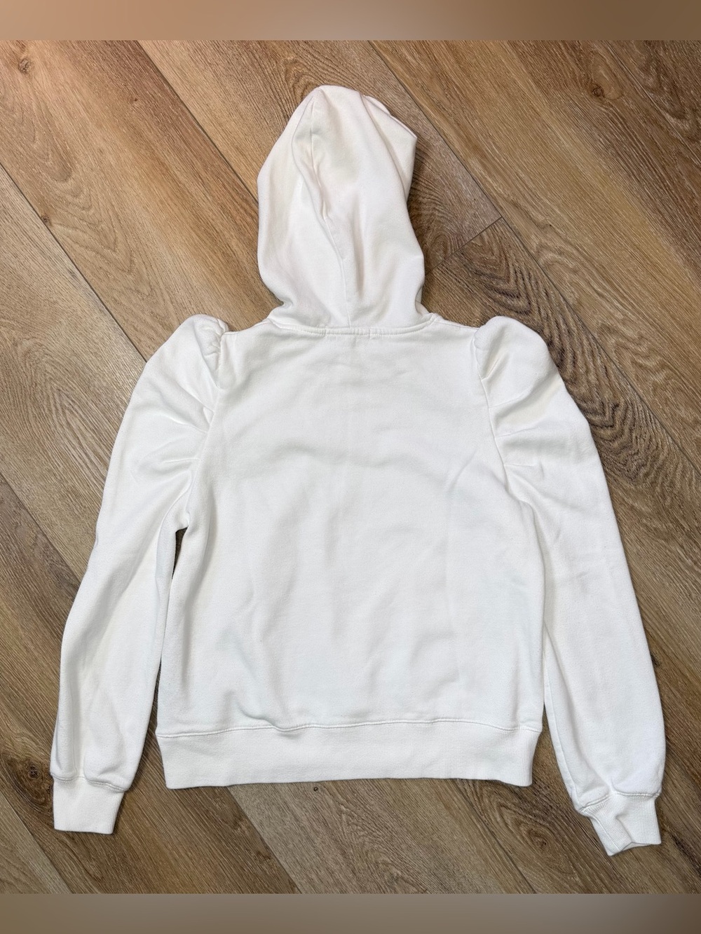 Rebecca Minkoff Janine White Puff Sleeve Hoodie Sweatshirt Size Medium, Coquette - Picture 6 of 11
